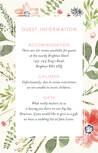 Guest Information Cards Spring Blossom Cream - Front
