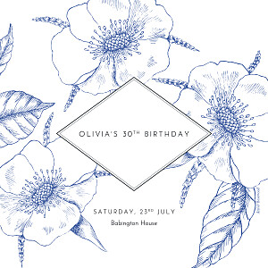 Birthday Invitations Engraved chic blue