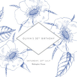 Birthday Invitations Engraved Chic Blue