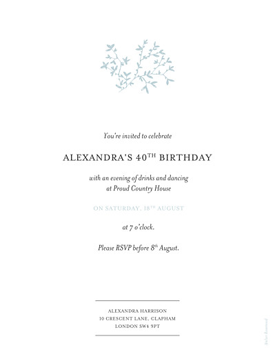 Birthday Invitations Reflections Green - Back