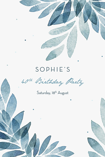Birthday Invitations Summer Night (Foil) Blue - Front