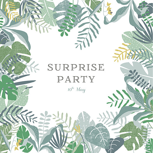 Birthday Invitations Tropical Forest Green - Front