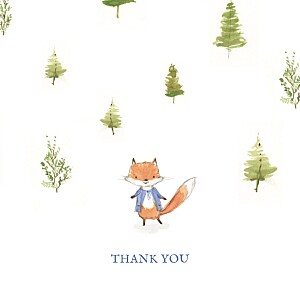 Baby Thank You Cards Watercolour fox (4 pages) blue