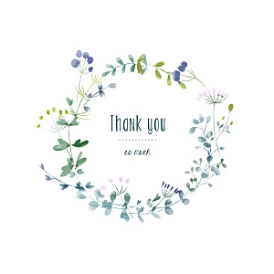 Baby Thank You Cards Watercolour meadow (4 pages) blue
