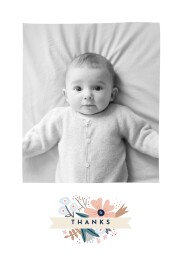 Baby Thank You Cards Floral Ribbon (Portrait) Pink