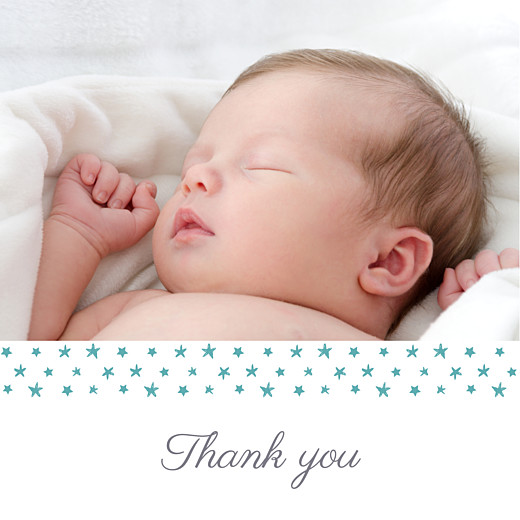 Baby Thank You Cards Starry Ribbon (Large) Blue - Front