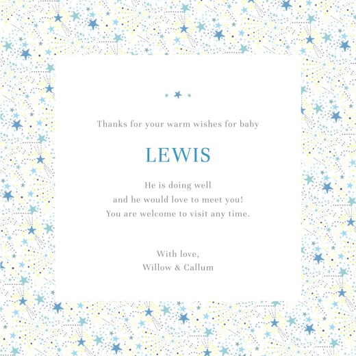 Baby Thank You Cards Liberty Stars (4 pages) Blue - Page 3