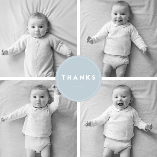 Baby Thank You Cards Chic Medallion (Large) Blue - Front