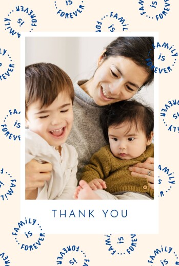 Baby Thank You Cards Family Is Forever Portrait Blue - Front