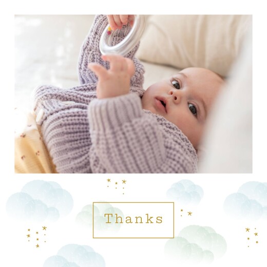Baby Thank You Cards Mist (Large) Blue - Front