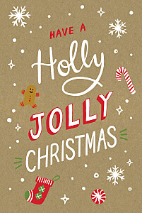 Christmas Cards Holly jolly christmas kraft