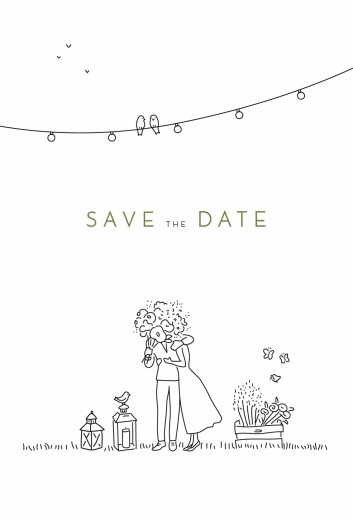 Save The Dates Bohemian Promise White - Front