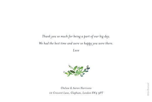 Wedding Thank You Cards Canopy Green - Back