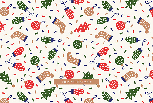 Business Christmas Cards Christmas Pattern Beige - Page 1