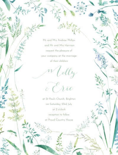 Wedding Invitations Country Meadow Green - Front