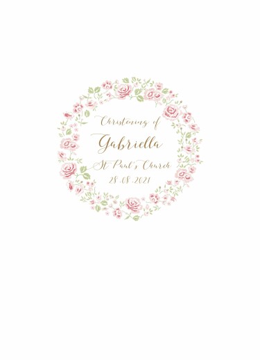 Christening Order of Service Booklets Cover Rose Garden White - Page 1