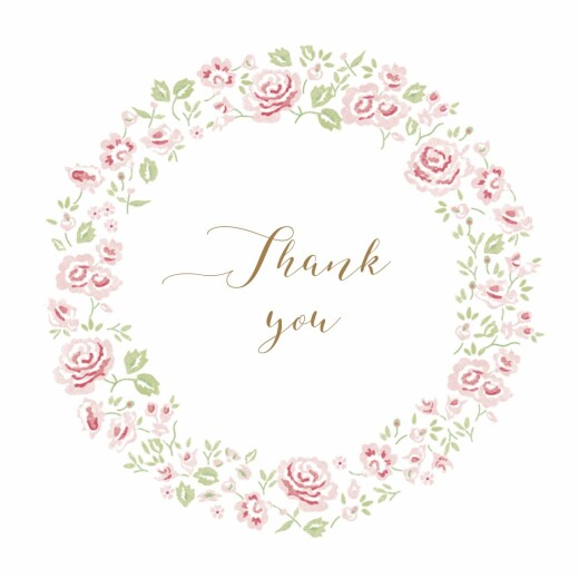 Baby Thank You Cards Rose Garden White - Front