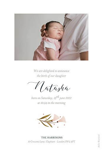 Baby Announcements Daphné Portrait Spring - Back