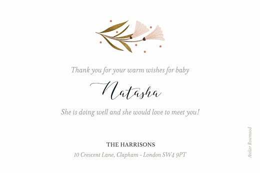 Baby Thank You Cards Daphné Spring - Back