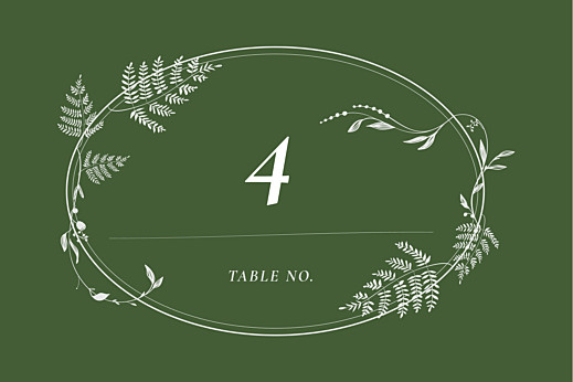 Wedding Table Numbers Forever Ferns Green - Front
