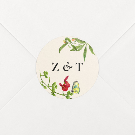 Wedding Envelope Stickers Flora & Fauna White - View 1