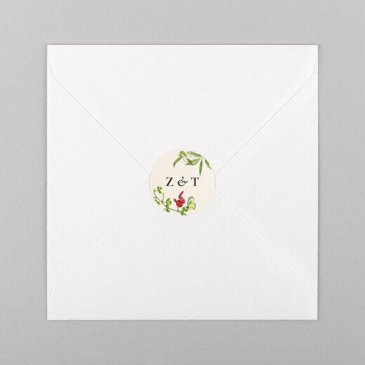 Wedding Envelope Stickers Flora & Fauna White - View 2