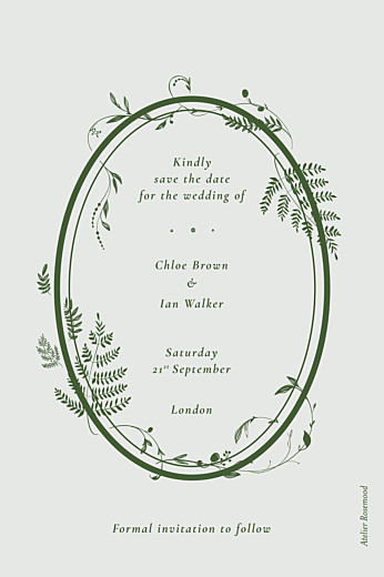 Save The Dates Forever Ferns Green - Back