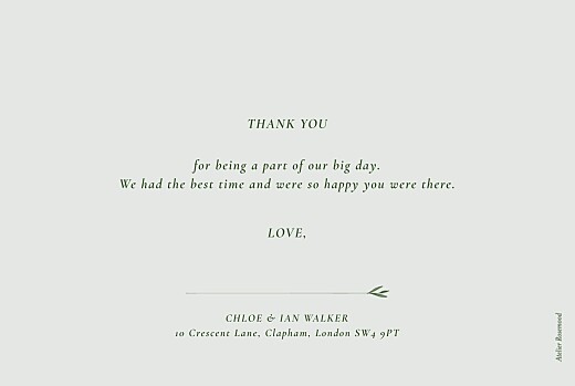 Wedding Thank You Cards Forever Ferns Green - Back