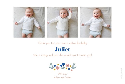 Baby Thank You Cards Seasonal Blossoms Spring - Back