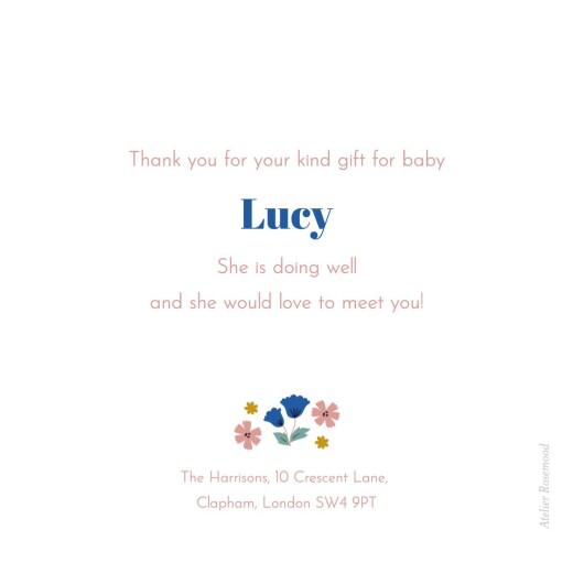 Baby Thank You Cards Seasonal Blossoms (Small) Spring - Back