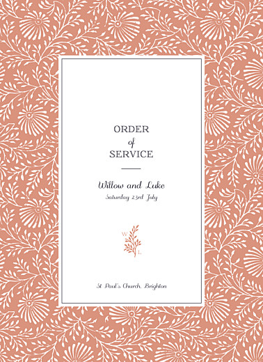 Wedding Order of Service Booklet Covers Idyllic Coral - Page 1