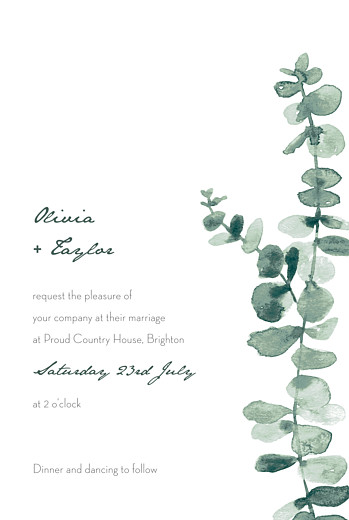 Wedding Invitations Eucalyptus White - Front