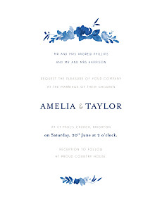 Wedding Invitations English garden portrait blue
