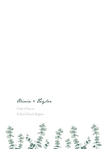 Wedding Order of Service Booklet Covers Eucalyptus white