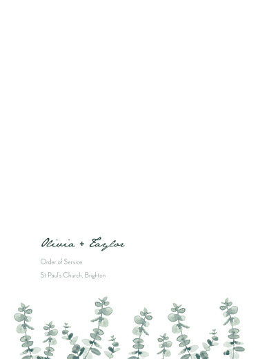 Wedding Order of Service Booklet Covers Eucalyptus White - Page 1