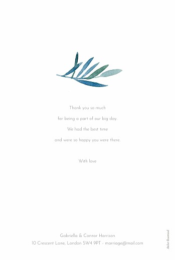 Wedding Thank You Cards Moonlit Meadow Blue - Back