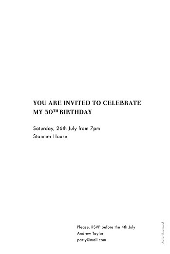 Birthday Invitations Milestone White - Back