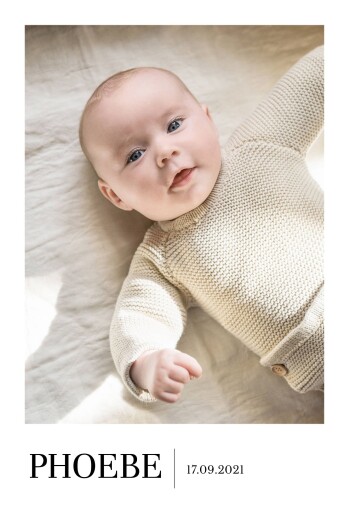 Baby Announcements Modern Photo Portrait White - Front