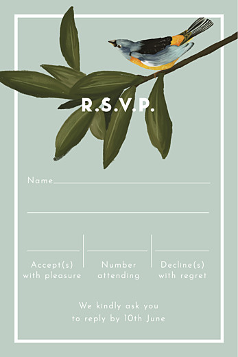 RSVP Cards The Botanist (portrait) Blue - Front