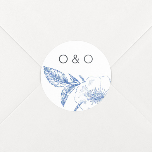 Wedding Envelope Stickers Engraved Chic Blue - View 1