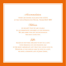Guest Information Cards Chic Orange