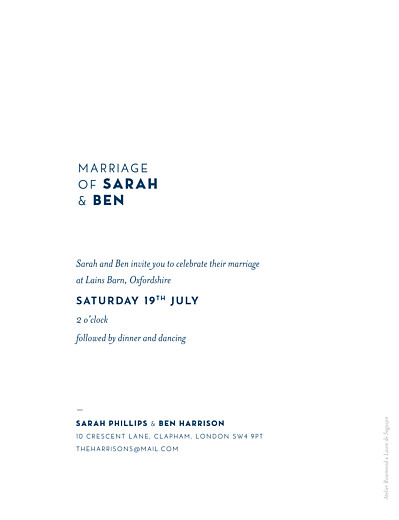 Wedding Invitations Laure de Sagazan Blue - Back