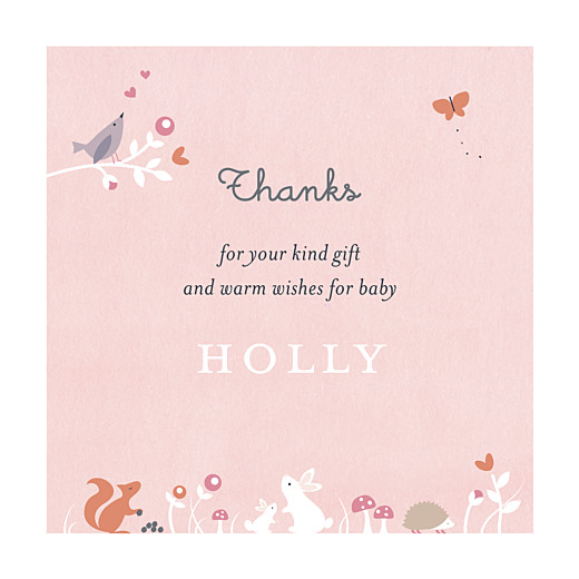 Baby Thank You Cards Enchanted Forest Rose - Front
