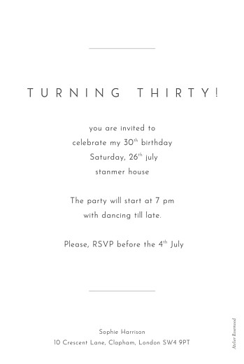 Birthday Invitations Foil Frame White - Back