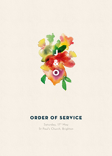 Wedding Order of Service Booklet Covers Bloom Beige - Page 1