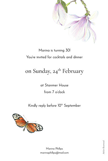 Birthday Invitations Flora & Fauna White - Back