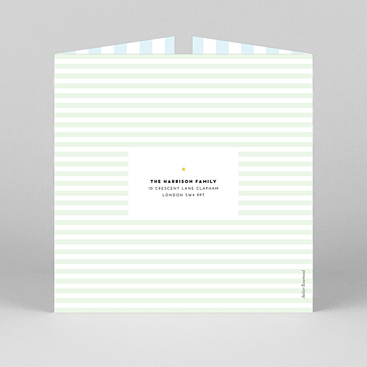 Baby Thank You Cards Pastel Stripes (Gatefold) Blue - View 3