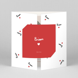 Baby Thank You Cards Bisou by Mathilde Cabanas (Gatefold) Red