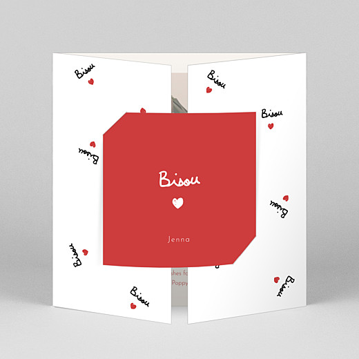 Baby Thank You Cards Bisou by Mathilde Cabanas (Gatefold) Red - View 1