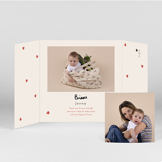 Baby Thank You Cards Bisou by Mathilde Cabanas (Gatefold) Red - View 2